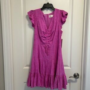 Eliza J Bright Magenta Dress- Flutter Sleeve Cottagecore Dress- Size 10